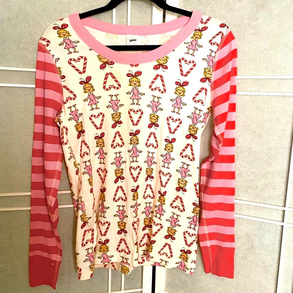Womens S Hanna Andersson Dr.Seuss grinch Cindy Lou Christmas pajama shirt